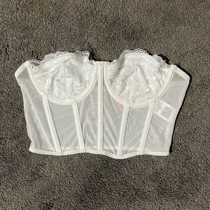 white shein icon strapless corset